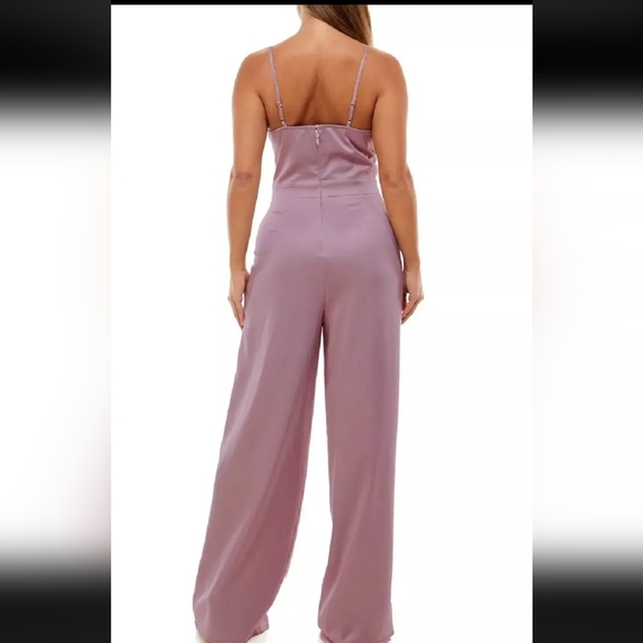 BEBE COWL NECK WIDE LEGGED SLEEVELESS JUMPSUIT IN ORCHAD - Picture 5 of 8
